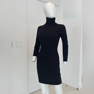 ulus Just My Type Black Ribbed Turtleneck Bodycon Mini Dress XS